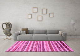 Machine Washable Abstract Pink Modern Rug in a Living Room, wshabs2230pnk
