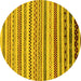 Round Abstract Yellow Modern Rug, abs2230yw