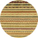 Round Abstract Light Brown Modern Rug, abs2230