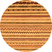 Round Machine Washable Abstract Orange Modern Area Rugs, wshabs2230org