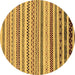 Round Abstract Brown Modern Rug, abs2230brn