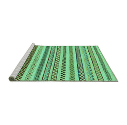 Sideview of Machine Washable Abstract Turquoise Modern Area Rugs, wshabs2230turq