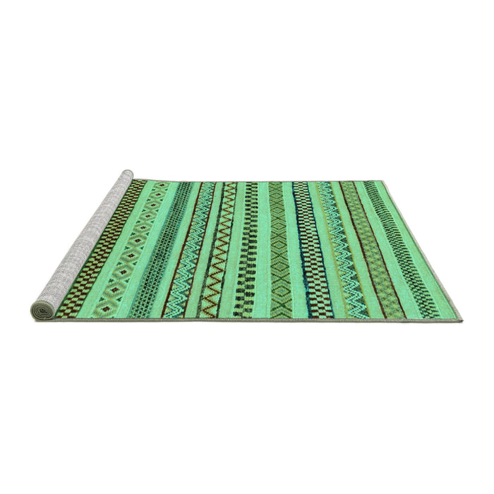 Sideview of Machine Washable Abstract Turquoise Modern Area Rugs, wshabs2230turq