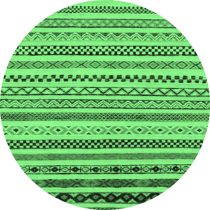 Round Machine Washable Abstract Emerald Green Modern Area Rugs, wshabs2230emgrn