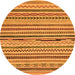 Round Machine Washable Abstract Orange Modern Area Rugs, wshabs2231org