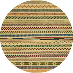 Round Abstract Light Brown Modern Rug, abs2231