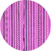 Round Machine Washable Abstract Purple Modern Area Rugs, wshabs2231pur