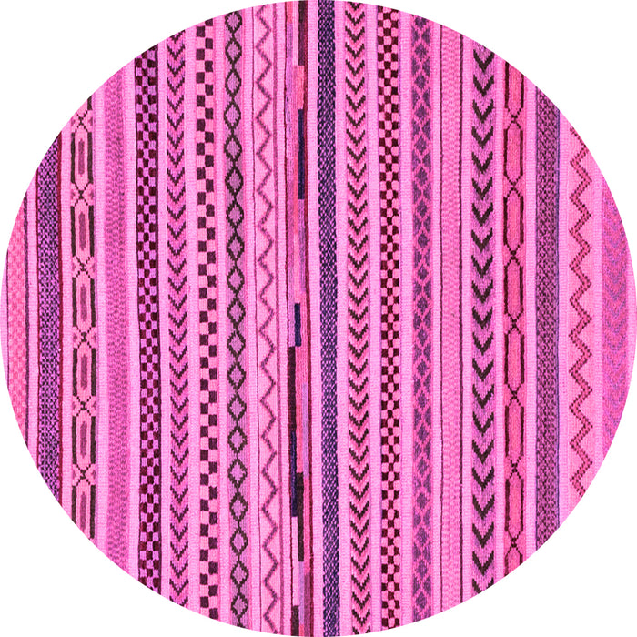 Round Machine Washable Abstract Pink Modern Rug, wshabs2231pnk