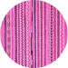 Round Machine Washable Abstract Pink Modern Rug, wshabs2231pnk