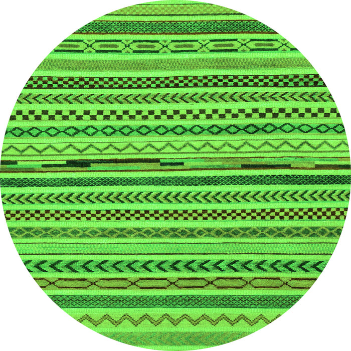 Round Machine Washable Abstract Green Modern Area Rugs, wshabs2231grn