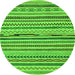 Round Machine Washable Abstract Green Modern Area Rugs, wshabs2231grn