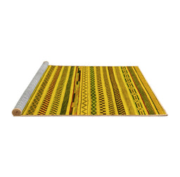 Sideview of Machine Washable Abstract Yellow Modern Rug, wshabs2231yw