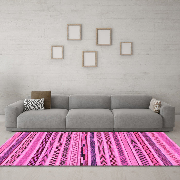 Machine Washable Abstract Pink Modern Rug in a Living Room, wshabs2231pnk