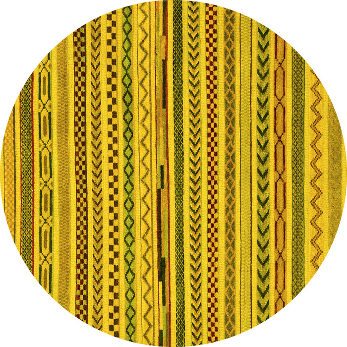 Round Abstract Yellow Modern Rug, abs2231yw