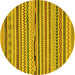 Round Abstract Yellow Modern Rug, abs2231yw