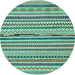 Round Abstract Light Blue Modern Rug, abs2231lblu