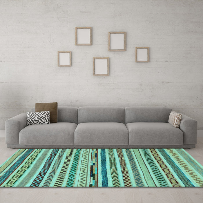 Machine Washable Abstract Light Blue Modern Rug in a Living Room, wshabs2231lblu