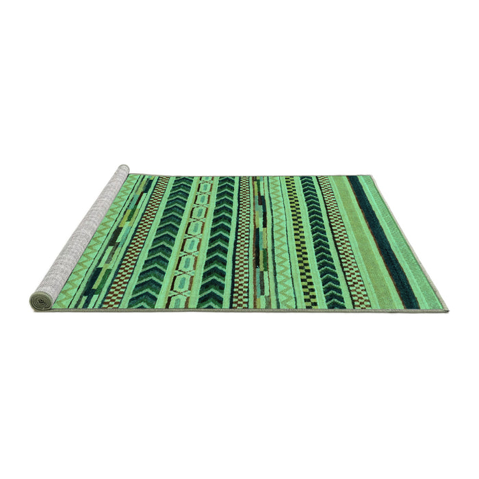 Sideview of Machine Washable Abstract Turquoise Modern Area Rugs, wshabs2232turq
