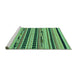 Sideview of Machine Washable Abstract Turquoise Modern Area Rugs, wshabs2232turq