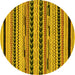 Round Machine Washable Abstract Yellow Modern Rug, wshabs2232yw