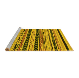 Sideview of Machine Washable Abstract Yellow Modern Rug, wshabs2232yw