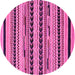 Round Machine Washable Abstract Pink Modern Rug, wshabs2232pnk