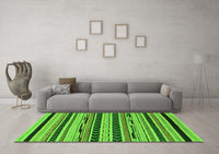 Machine Washable Abstract Green Modern Rug, wshabs2232grn