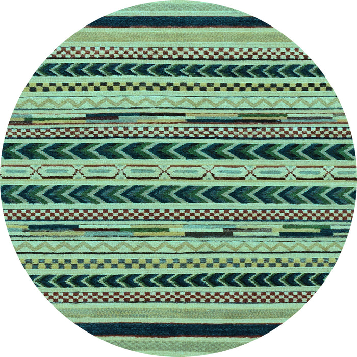 Round Abstract Light Blue Modern Rug, abs2232lblu
