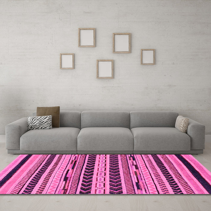 Machine Washable Abstract Pink Modern Rug in a Living Room, wshabs2232pnk