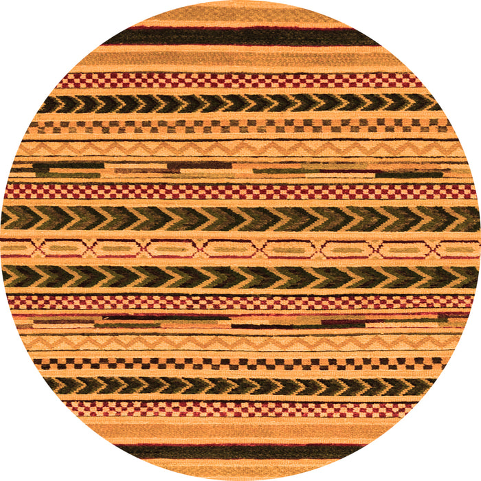 Round Machine Washable Abstract Orange Modern Area Rugs, wshabs2232org