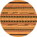 Round Machine Washable Abstract Orange Modern Area Rugs, wshabs2232org