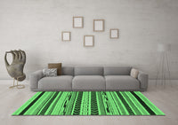 Machine Washable Abstract Emerald Green Modern Rug, wshabs2232emgrn