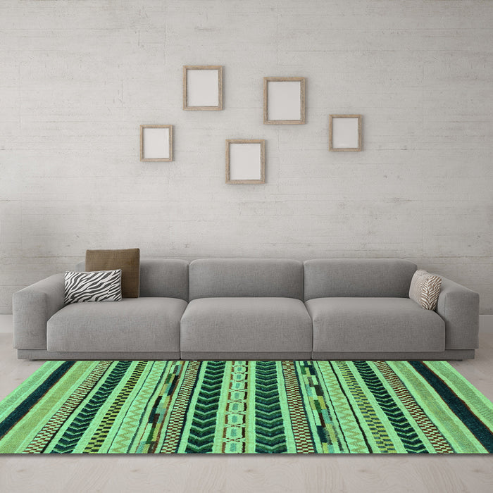 Machine Washable Abstract Turquoise Modern Area Rugs in a Living Room,, wshabs2232turq