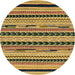 Round Abstract Reddish Brown Modern Rug, abs2232