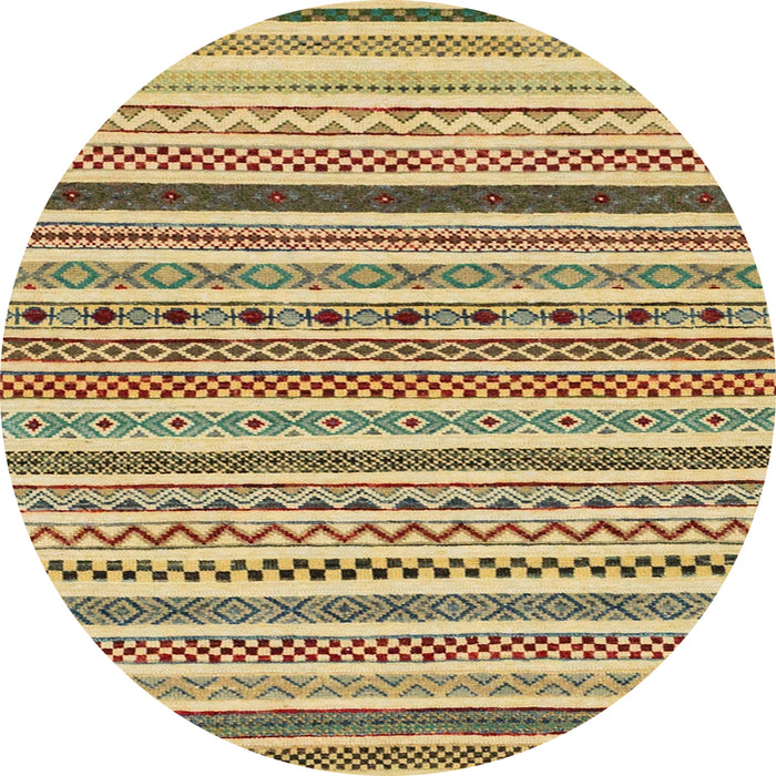 Round Abstract Chrome Gold Yellow Modern Rug, abs2233