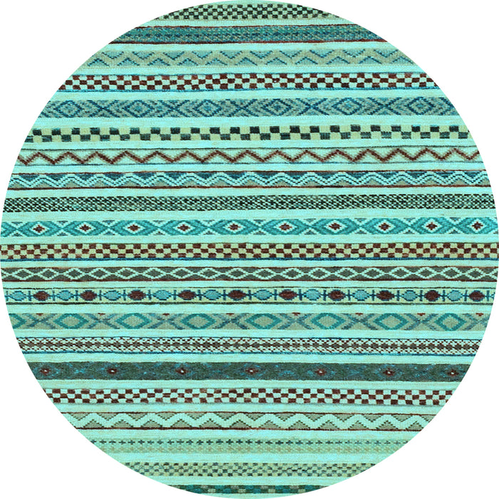 Round Abstract Light Blue Modern Rug, abs2233lblu