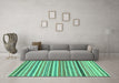 Machine Washable Abstract Turquoise Modern Area Rugs in a Living Room,, wshabs2233turq