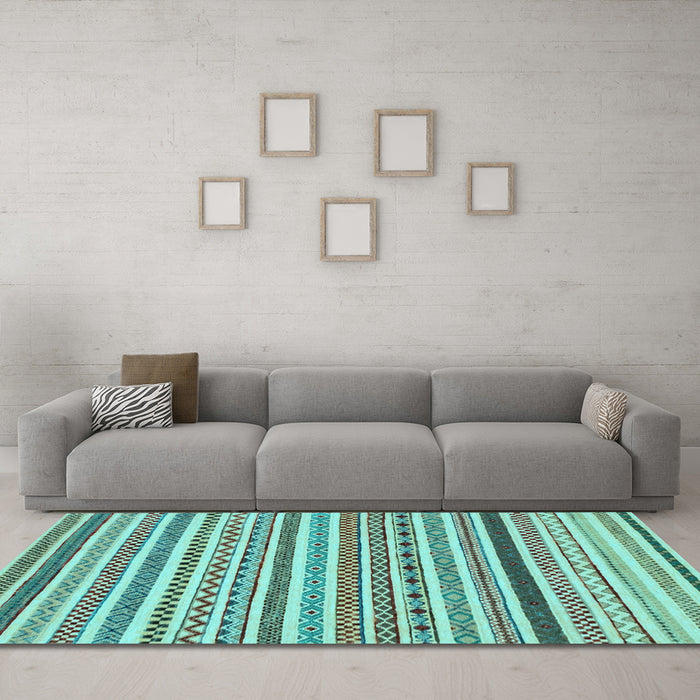 Machine Washable Abstract Light Blue Modern Rug in a Living Room, wshabs2233lblu
