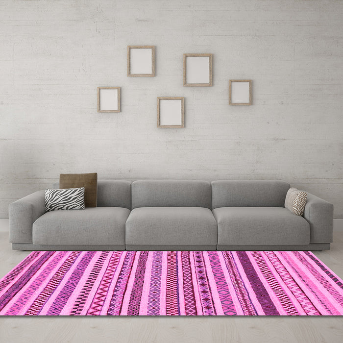 Machine Washable Abstract Pink Modern Rug in a Living Room, wshabs2233pnk