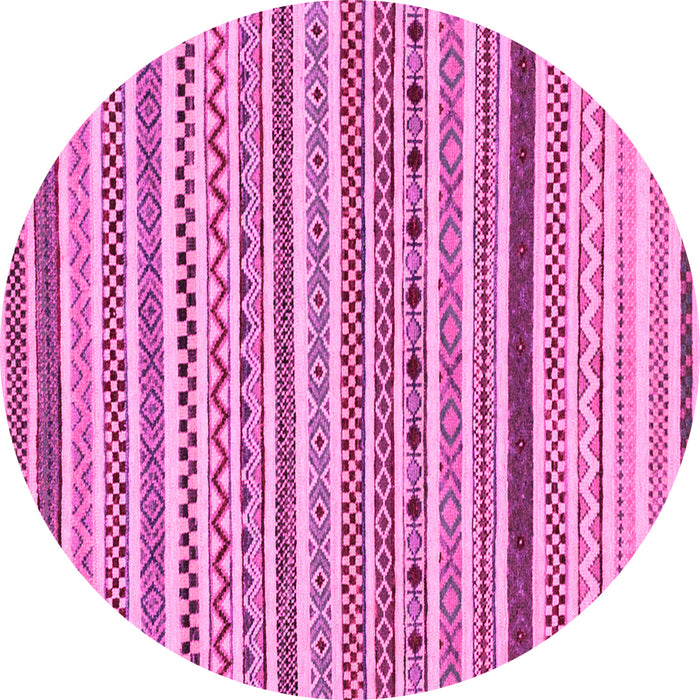 Round Machine Washable Abstract Pink Modern Rug, wshabs2233pnk