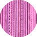 Round Machine Washable Abstract Pink Modern Rug, wshabs2233pnk