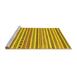 Sideview of Machine Washable Abstract Yellow Modern Rug, wshabs2233yw