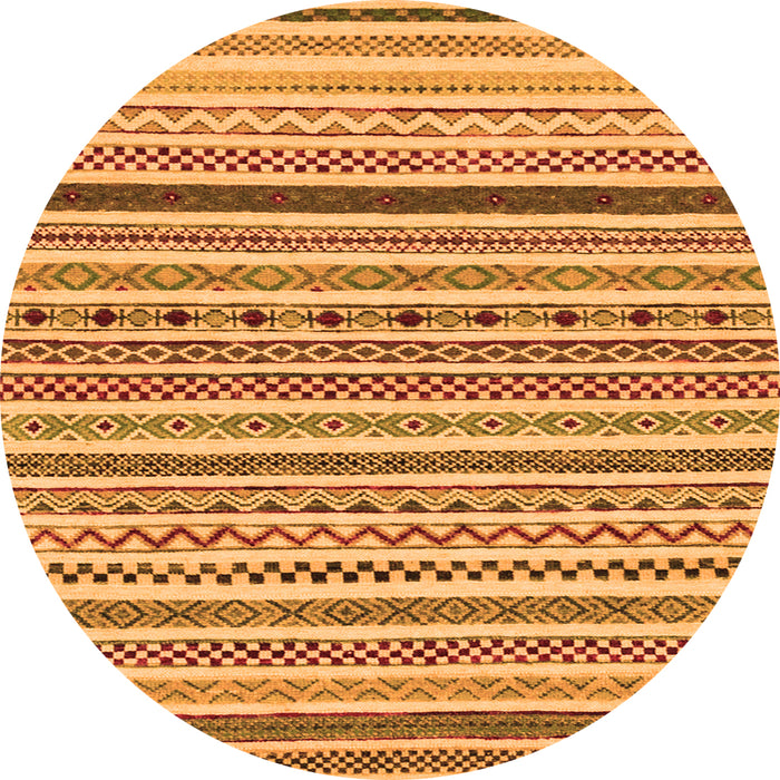 Round Machine Washable Abstract Orange Modern Area Rugs, wshabs2233org