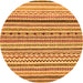 Round Machine Washable Abstract Orange Modern Area Rugs, wshabs2233org