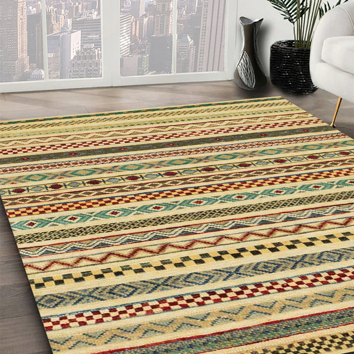 Machine Washable Abstract Chrome Gold Yellow Rug in a Family Room, wshabs2233