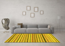Machine Washable Abstract Yellow Modern Rug in a Living Room, wshabs2233yw