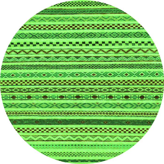 Round Machine Washable Abstract Green Modern Area Rugs, wshabs2233grn
