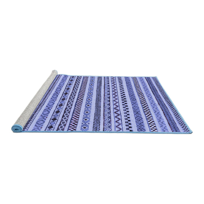 Sideview of Machine Washable Abstract Blue Modern Rug, wshabs2233blu