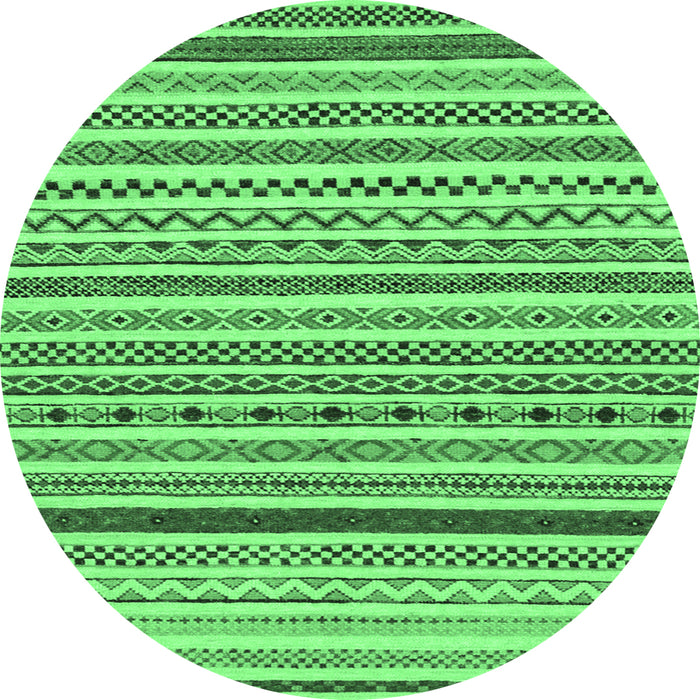 Round Abstract Emerald Green Modern Rug, abs2233emgrn