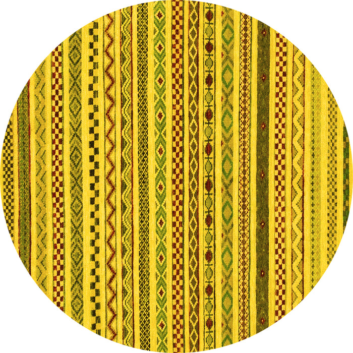 Round Abstract Yellow Modern Rug, abs2233yw